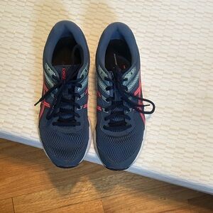 ASICS Womens Blue and Red Athletic Shoes